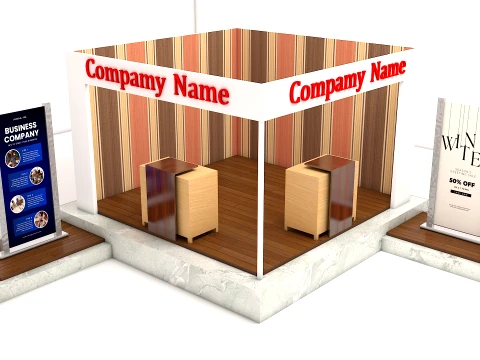 Modern Wooden Exhibition Stall Trade Show Booth Modello 3D