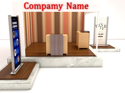 Modern Wooden Exhibition Stall Trade Show Booth 3D Model