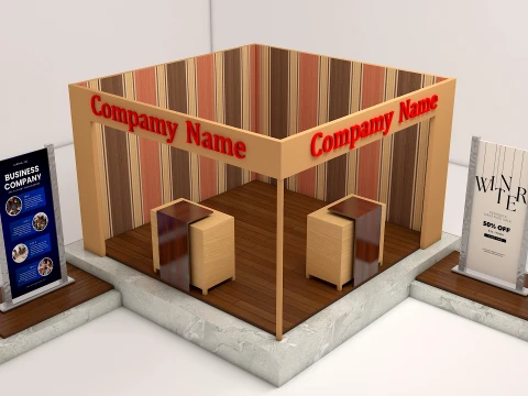 Modern Wooden Exhibition Stall Trade Show Booth 3D Model