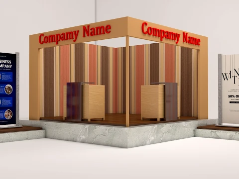 Modern Wooden Exhibition Stall Trade Show Booth 3D Model