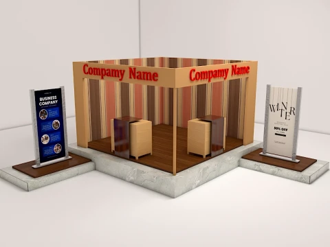 Modern Wooden Exhibition Stall Trade Show Booth 3D Model