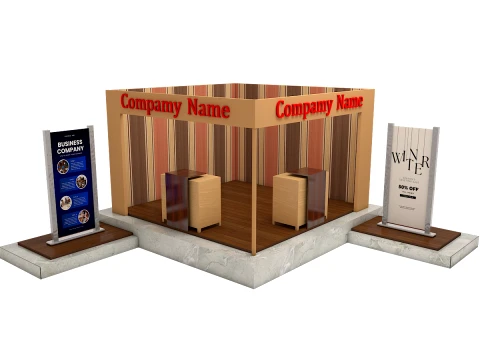 Modern Wooden Exhibition Stall Trade Show Booth 3D Model