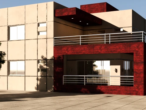 Modern Two Story Villa Exterior Architecture 3D Model