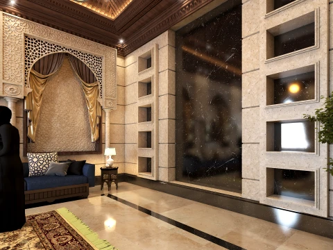 Luxury Moroccan Islamic Drawing Room Interior 3D Modell