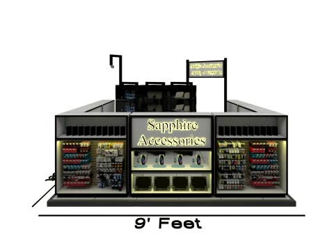 Mobile And Laptop Accessories Kiosk 9x5 Ft Shopping Mall Stand 3D Model