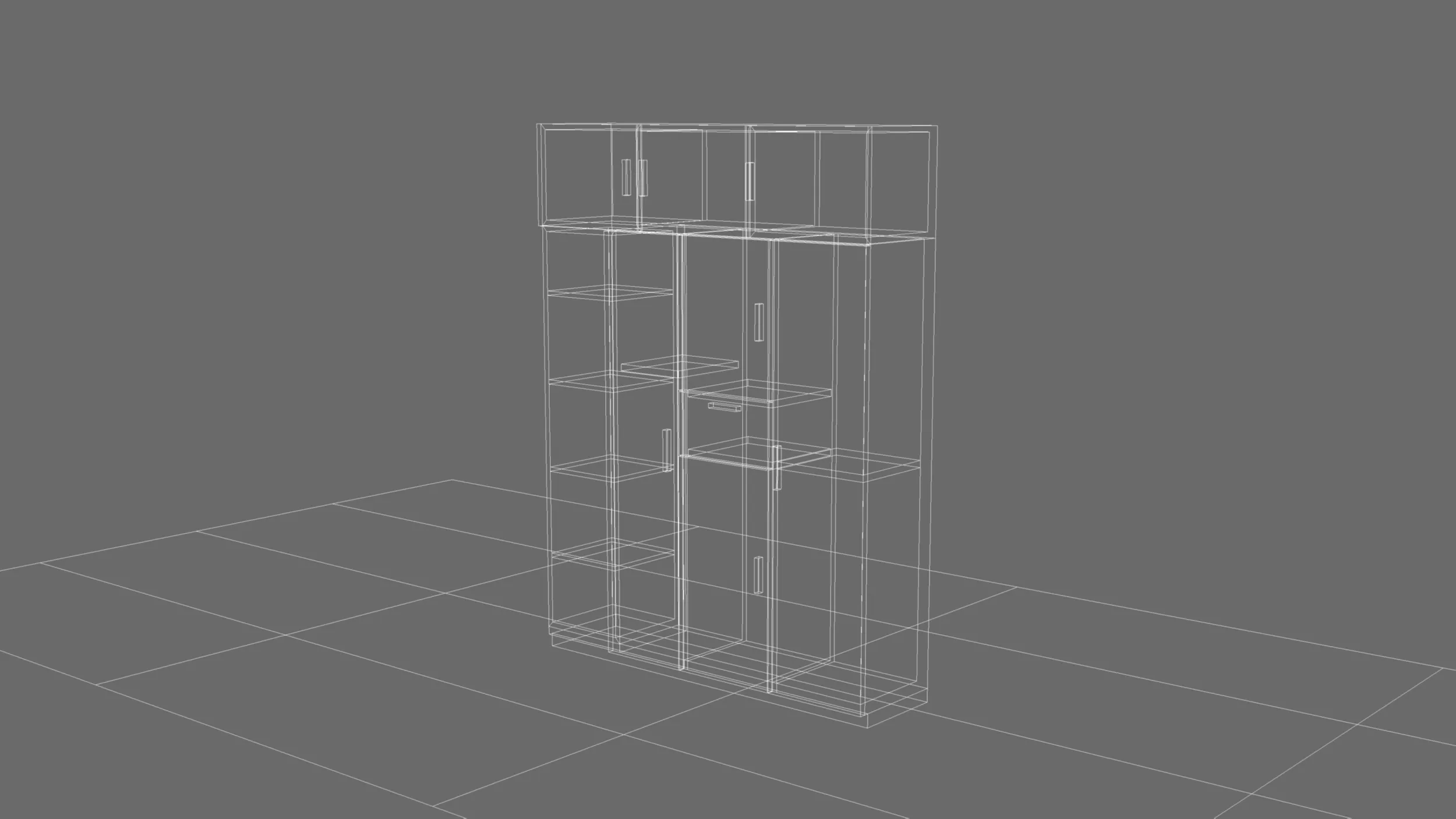 Modern Multi-Storage Cupboard-Wardrobe Unit 3D Model .c4d .max .obj .3ds .fbx .stl .blend 