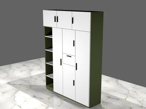 Modern Multi-Storage Cupboard-Wardrobe Unit 3D Model