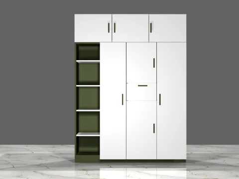 Modern Multi-Storage Cupboard-Wardrobe Unit 3D Model