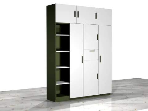 Modern Multi-Storage Cupboard-Wardrobe Unit 3D Model