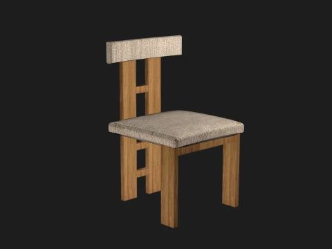 Modern Upholstered Wooden Chair 3D Model