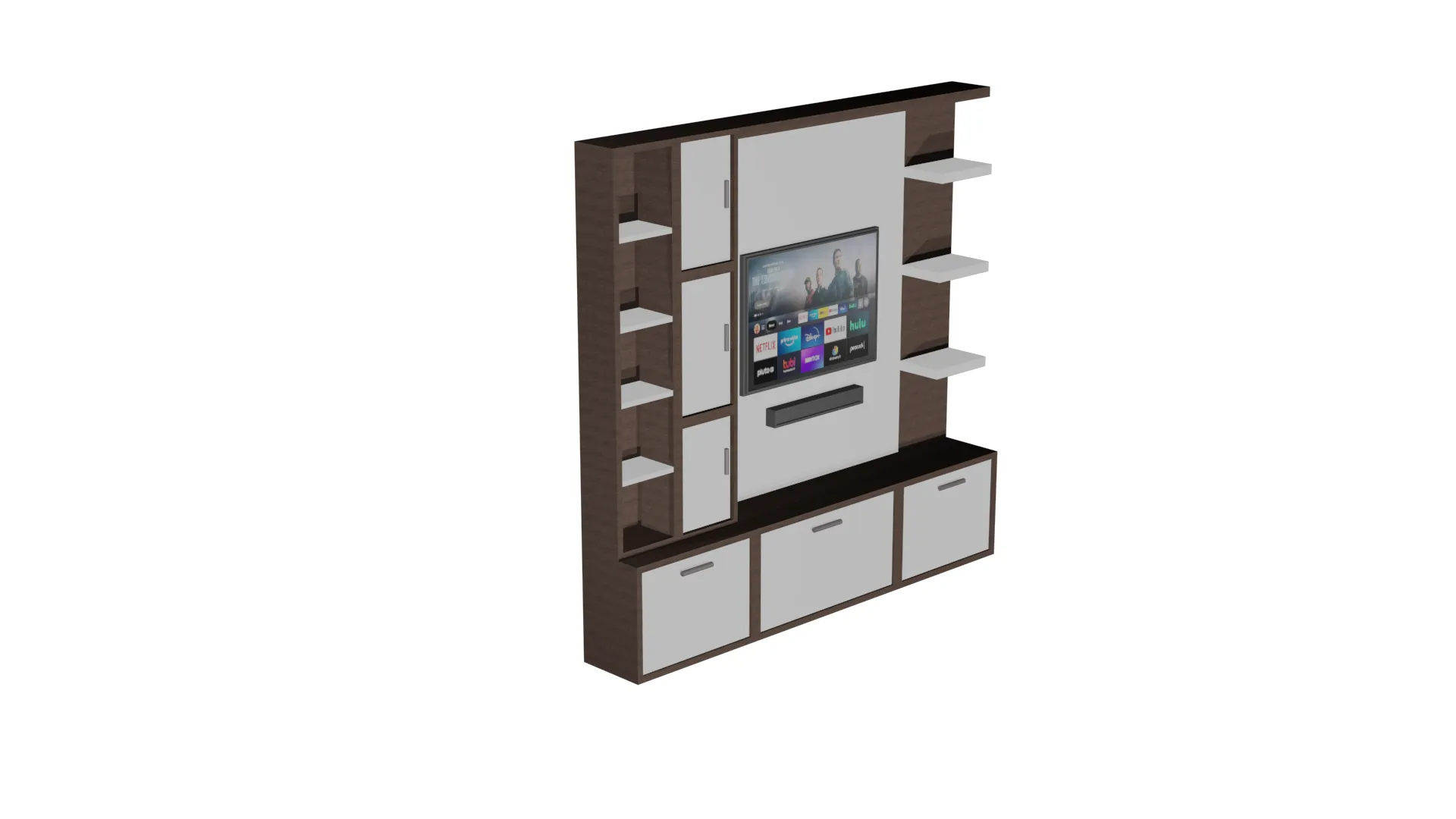 Modern TV unit Low polygon 3D Model .c4d .max .obj .3ds .fbx .stl .blend