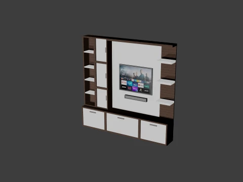 Modern TV unit Low polygon 3D Model
