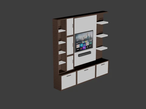 Modern TV unit Low polygon 3D Model