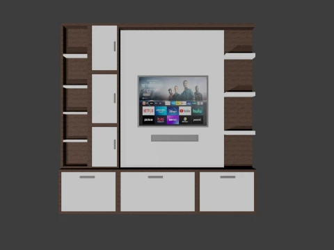 Modern TV unit Low polygon 3D Model