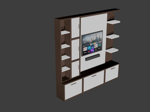 Modern TV unit Low polygon 3D Model
