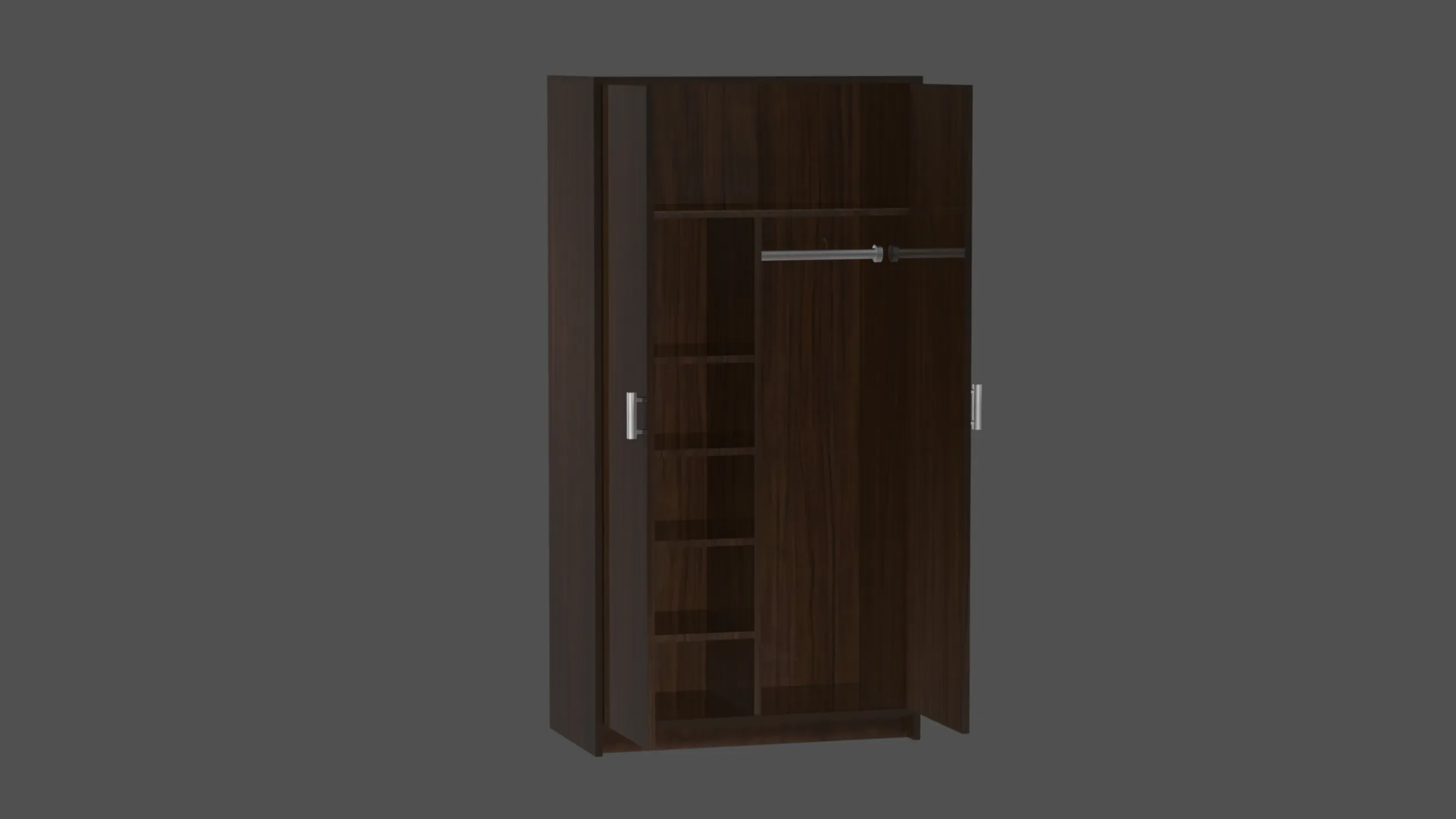 Modern 2-Door Wardrobe Cabinet 3D Model .c4d .max .obj .3ds .fbx .stl .blend 