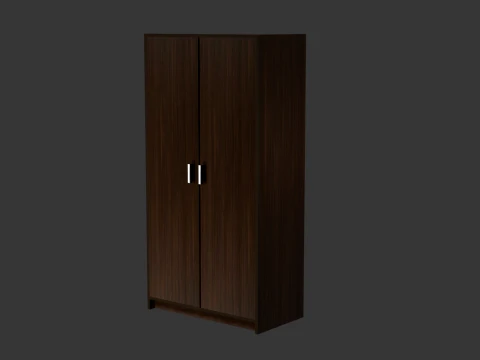 Modern 2-Door Wardrobe Cabinet 3D Model