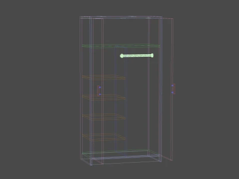 Modern 2-Door Wardrobe Cabinet 3D Model
