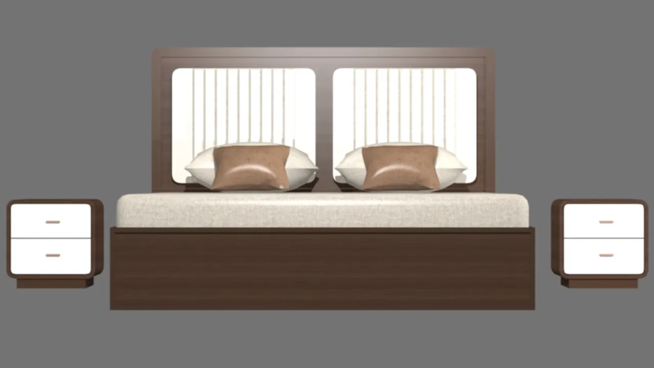Modern Double Bed with Nightstands 3D Model .c4d .max .obj .3ds .fbx .stl .blend 