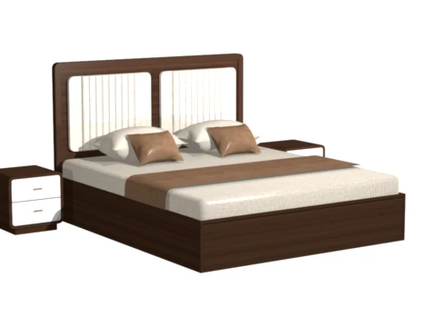 Modern Double Bed with Nightstands 3D Model