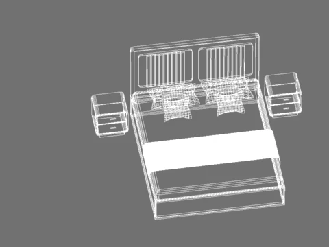 Modern Double Bed with Nightstands 3D Model