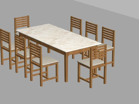 Modern Dining Table Set - 3 Styles 3D Model