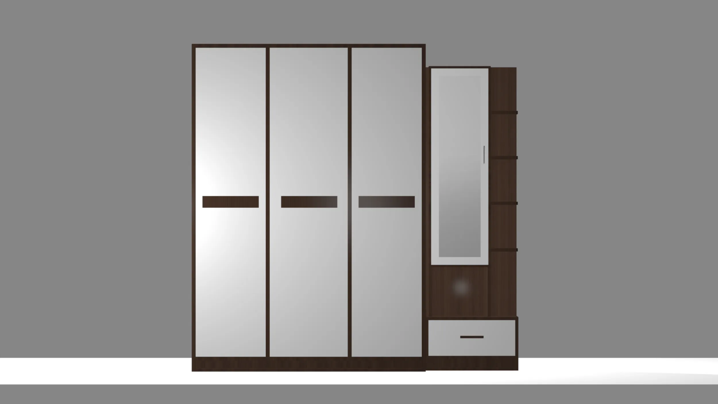 Modern 3 Door Wardrobe High quality low poly 3D Model .c4d .max .obj .3ds .fbx .stl .blend 