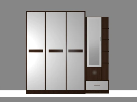 Modern 3 Door Wardrobe High quality low poly 3D Model