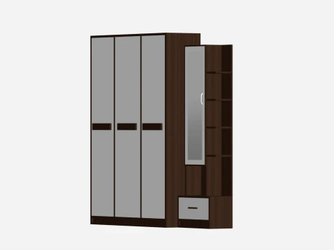 Modern 3 Door Wardrobe High quality low poly 3D Model