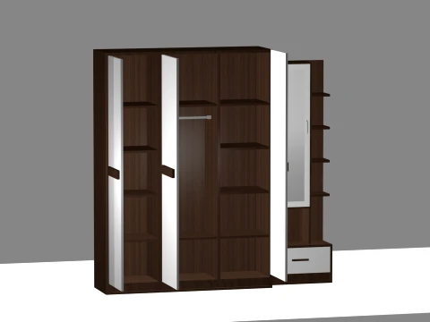 Modern 3 Door Wardrobe High quality low poly 3D Model