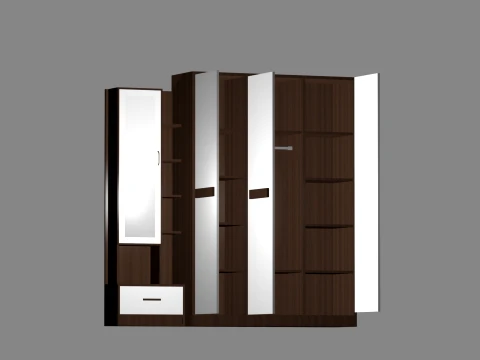 Modern 3 Door Wardrobe High quality low poly 3D Model