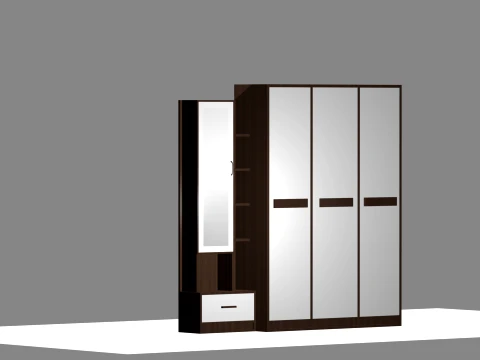 Modern 3 Door Wardrobe High quality low poly 3D Model