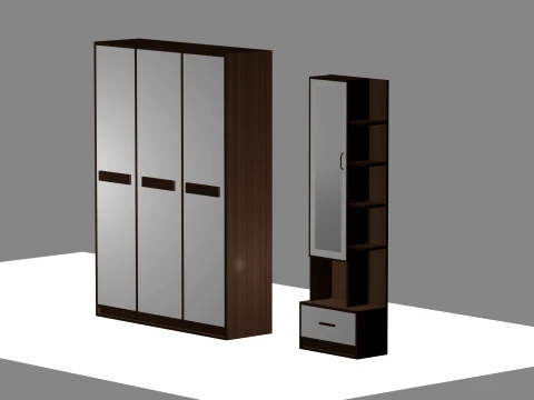 Modern 3 Door Wardrobe High quality low poly 3D Model