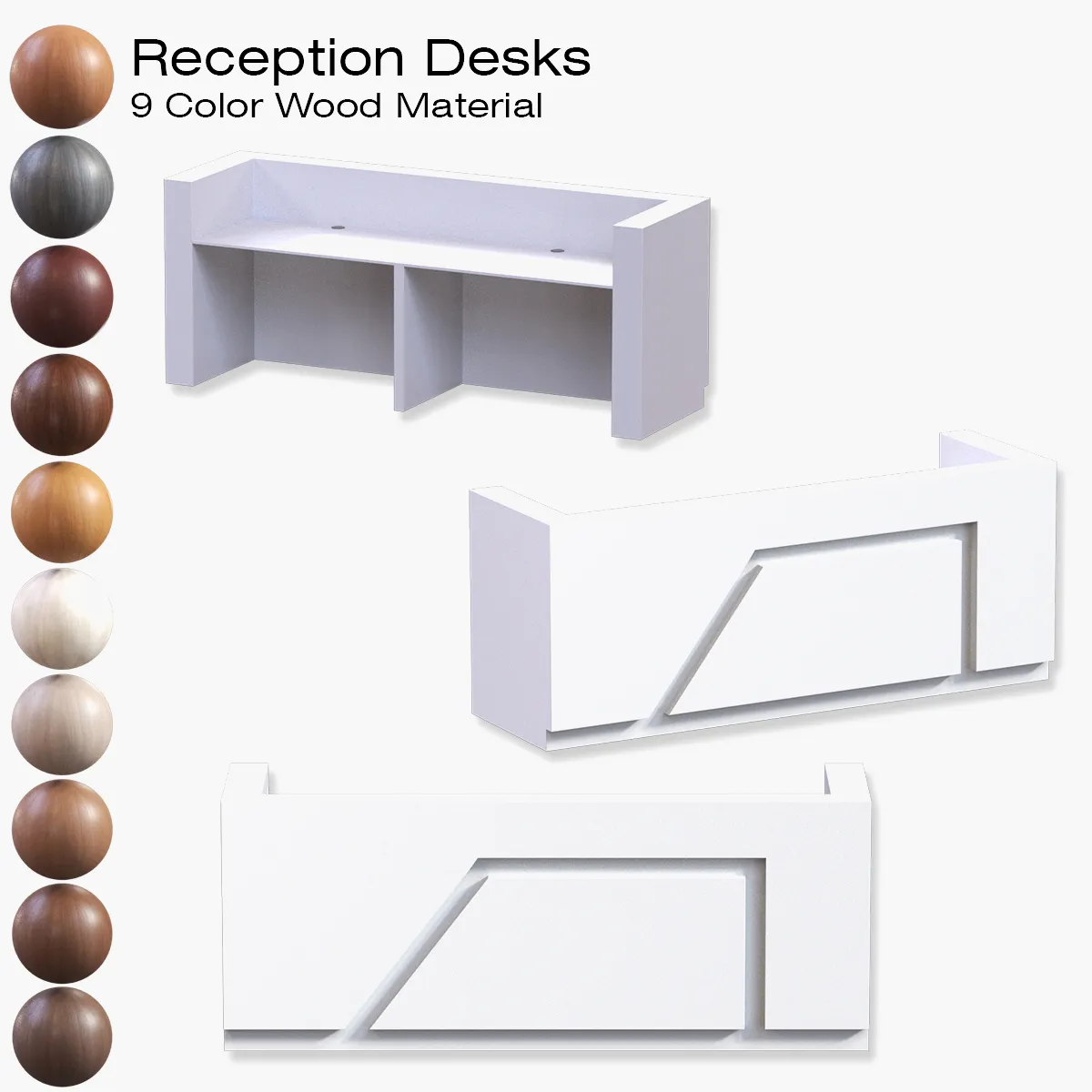 Reception Front Desk - 001 3D Model .c4d .max .obj .3ds .fbx .stl .blend