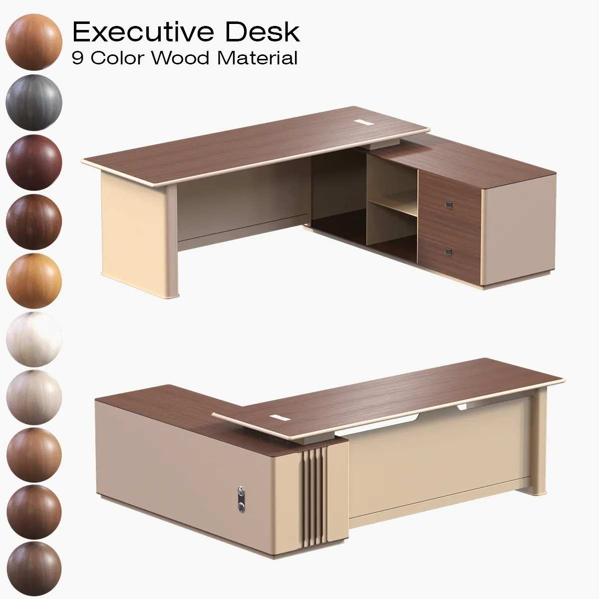Executive Desk - 002 3D Model .c4d .max .obj .3ds .fbx .stl .blend 
