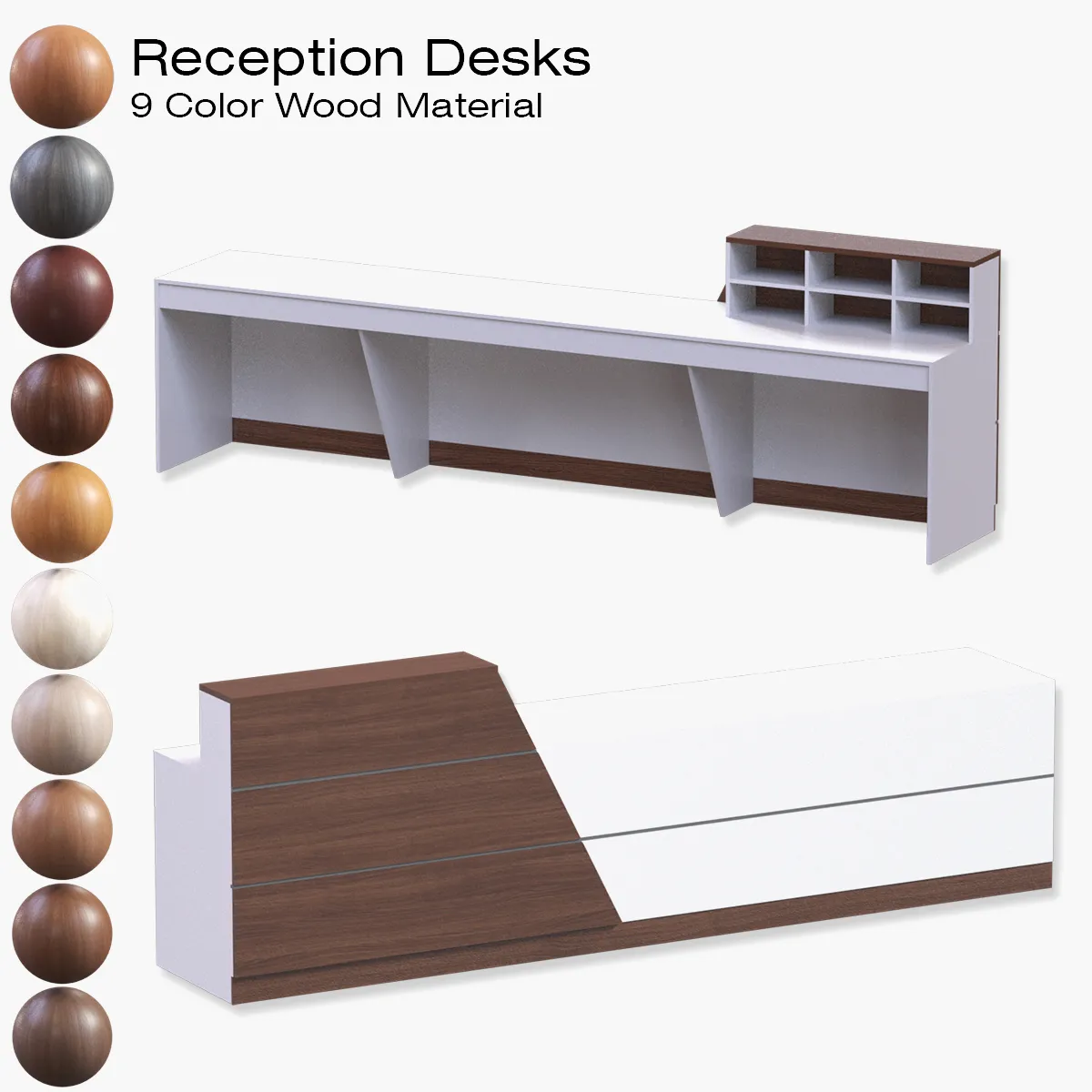 Reception Front Desk - 002 3D Model .c4d .max .obj .3ds .fbx .stl .blend 