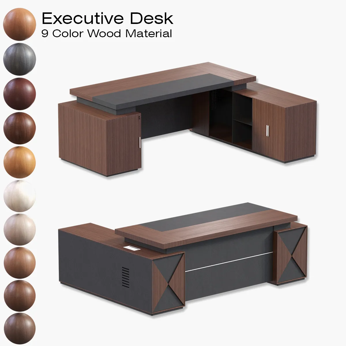 Executive Desk - 003 3D Model .c4d .max .obj .3ds .fbx .stl .blend