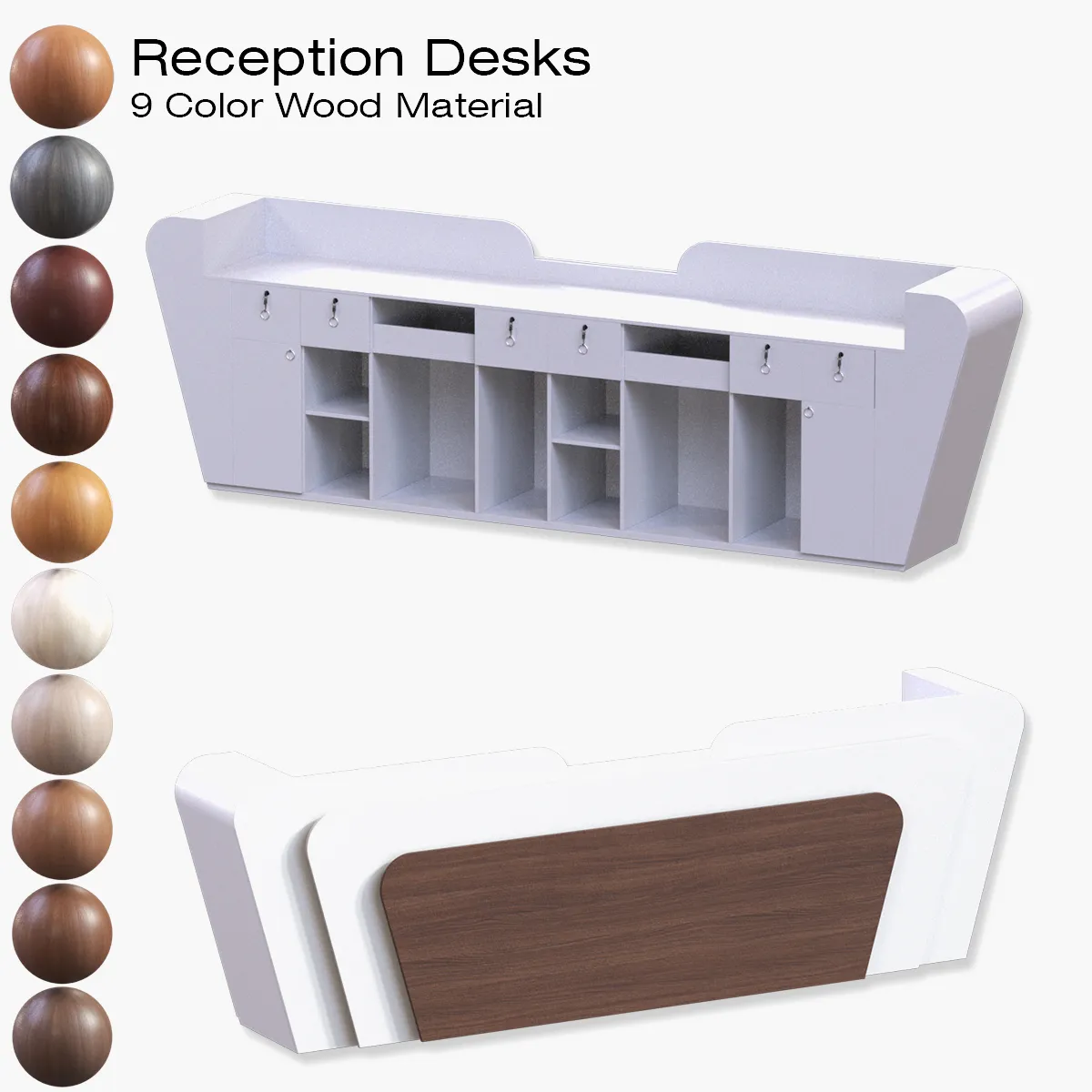 Reception Front Desk - 003 3D Model .c4d .max .obj .3ds .fbx .stl .blend 