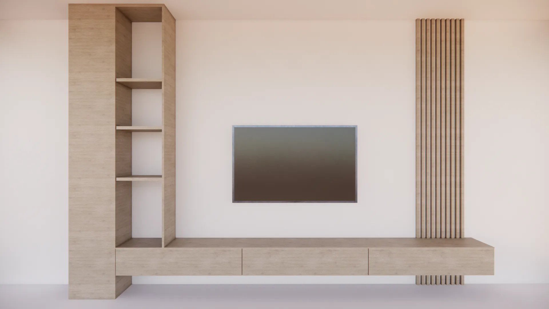 Modern tv wall 3D Model .c4d .max .obj .3ds .fbx .stl .blend