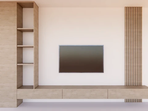 현대적인 TV 벽 3D 모델