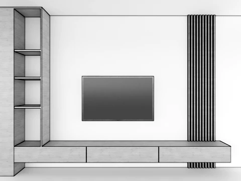 Modern tv wall 3D Model