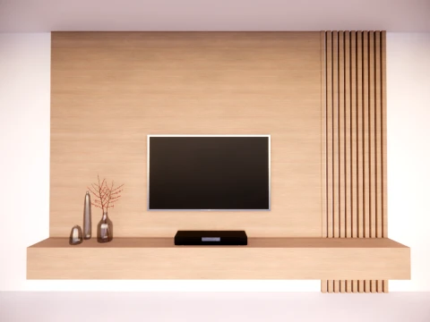 木製テレビの壁 3Dモデル