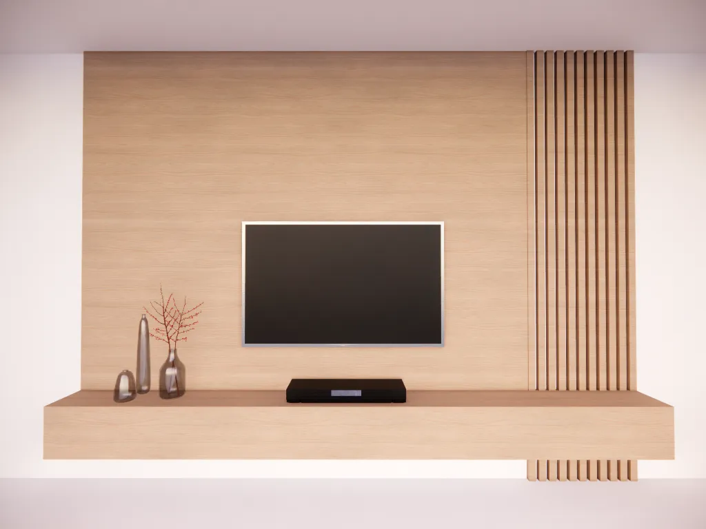 Wooden tv wall 3D Model .c4d .max .obj .3ds .fbx .stl .blend