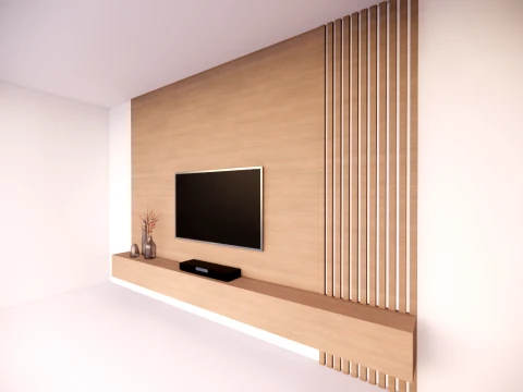 Wooden tv wall 3D Model