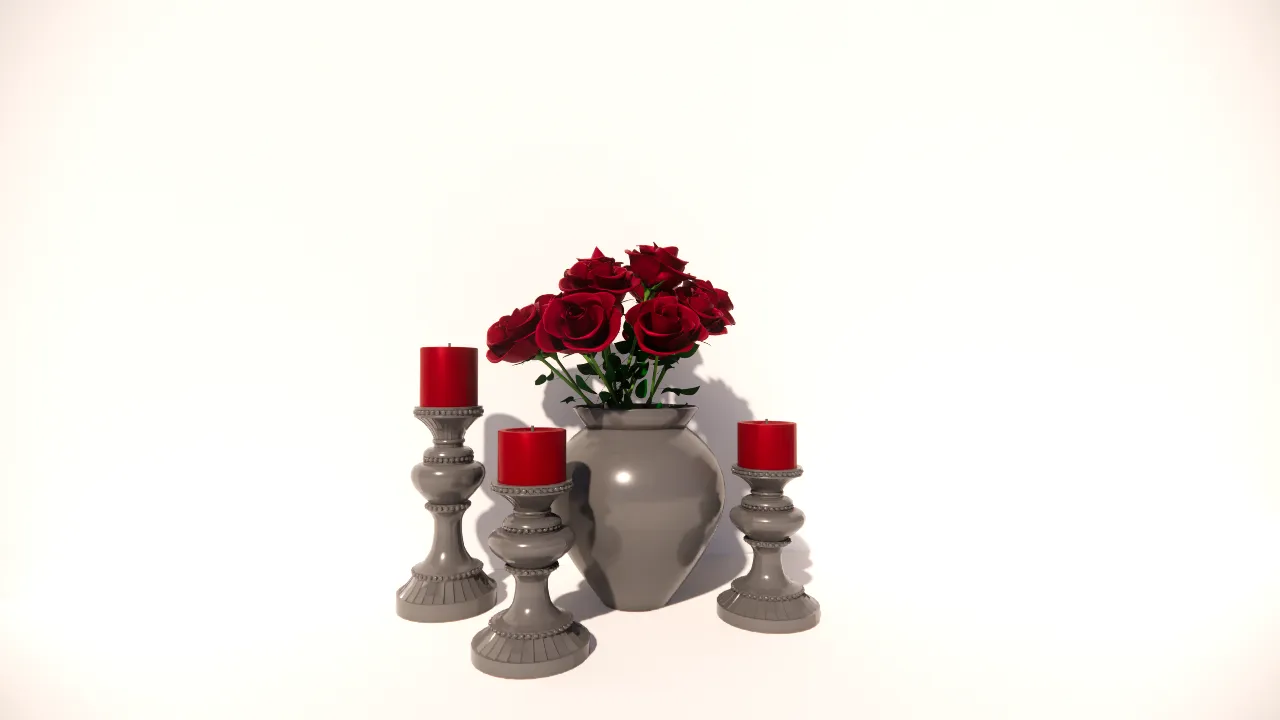 Vase and candlesticks 3D Model .c4d .max .obj .3ds .fbx .stl .blend