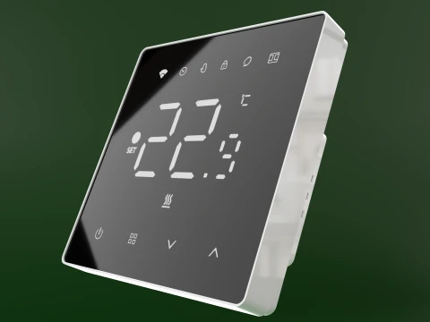 Smart Thermostat PBR Black Display Smart Home 3D Model