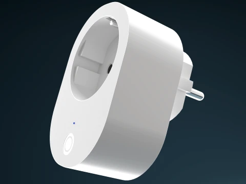 Smart Plug PBR European Socket White Glossy Plastic 3D Model