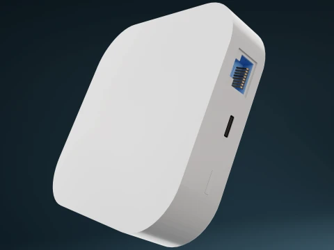 Smart Hub PBR Smart Home Gateway White Matte Plastic 3D Model