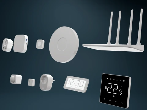 Smart Home Tech Bundle 10 PBR s White Matte Plastic Smart Devices 3D Model