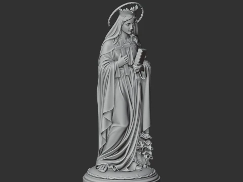 Saint Abra of Poitiers - Devotional Statue 3D Model